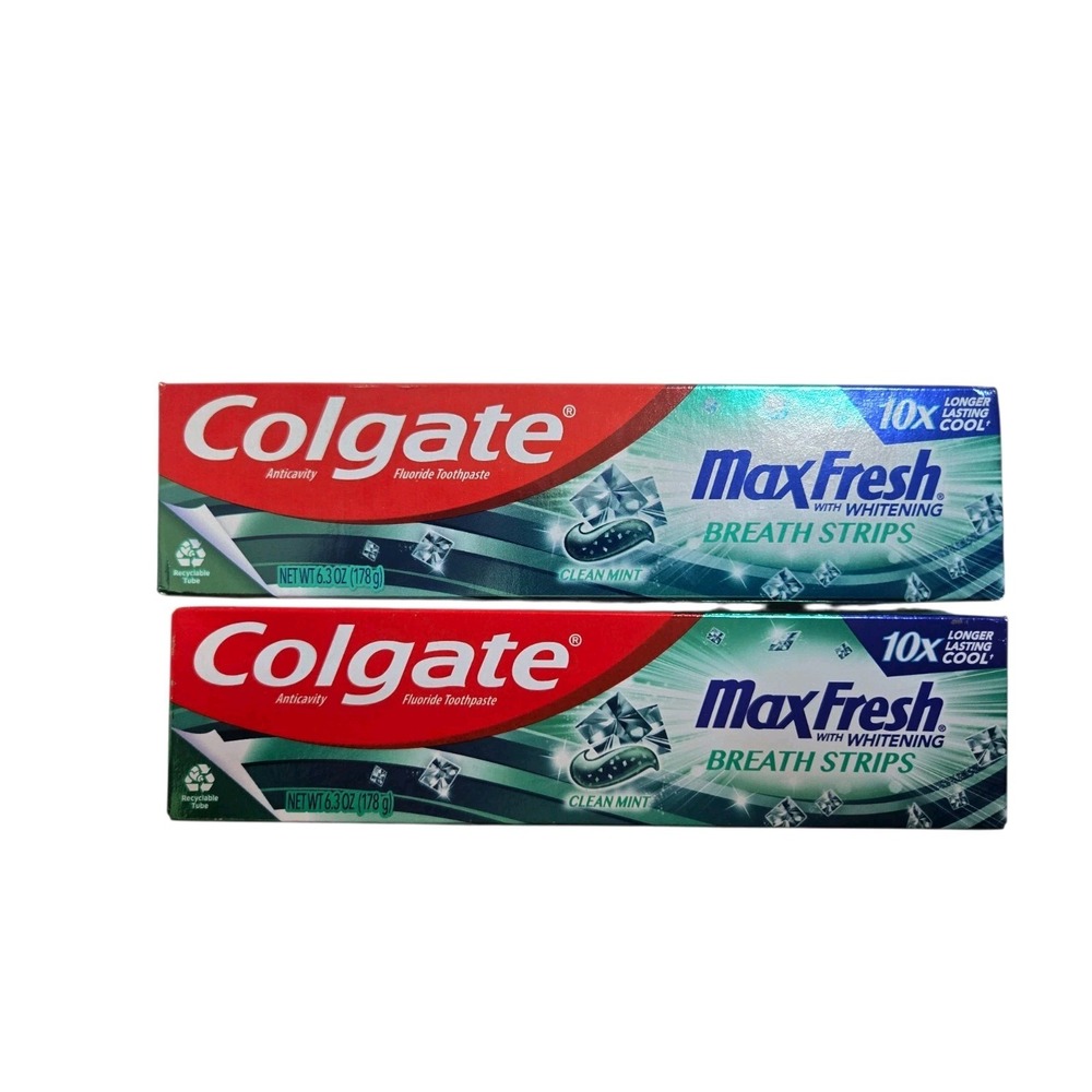 NEW 2Pk 6.3 oz Colgate MaxFresh Clean Mint Toothpaste Ultrafreeze Breath 03/2027